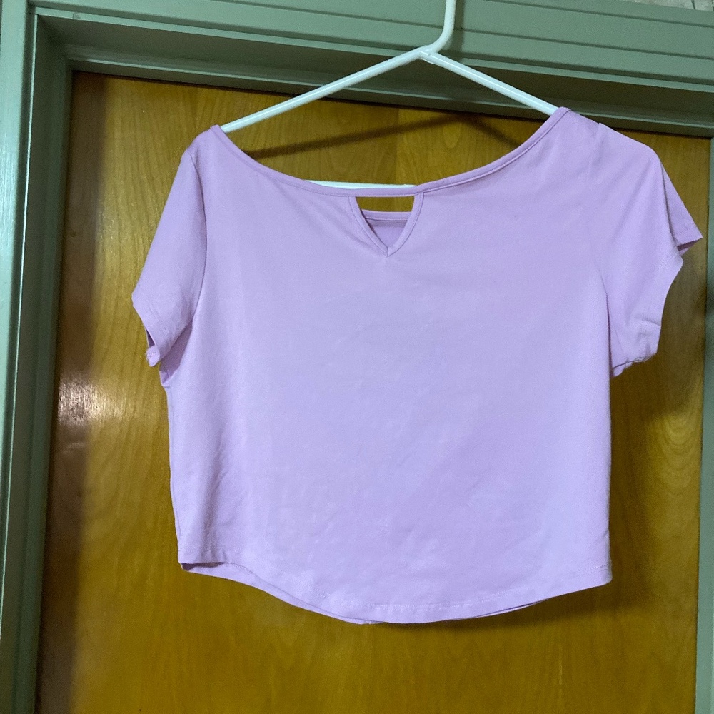 BuffBunny Collection  Buff Bunny Pink Athletic Crop Top with Back Cut Out Size M